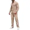 Conjunto Casual Deportivo de Moda para Hombre con Camisa Henley de Rayas y Pantalones - Venta Caliente Otoñal Europea y Americana en Amazon