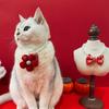  Collar Festivo de Año Nuevo para Mascotas, Flor Roja de Felpa con Perlas, Joyería de Lazo para Perro Gato, Collar