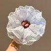 Scrunchie Floral de Renda Suave para Mulheres, de Alta Qualidade e Elegante, Elástico para Coque Grande e Rabo de Cavalo Baixo, Acessório de Cabelo Versátil