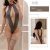 Lencería sexy caliente mono halter hueco sexy Hielo Seda abertura libre pasión pijamas de una pieza entrega