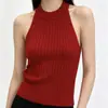 Chaleco de Punto con Cuello Halter Off-Shoulder Estilo Chica Caliente Deseo Puro para Mujer Verano 2026 Patrón Retorcido Top Ajustado que Reduce la Edad