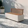 Banco de Parque de Acero Inoxidable para Exteriores, Asiento Moderno, Silla de Paisajismo con Respaldo, Banco Largo para Patio Exterior, Silla de Ocio