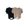 "Estilo Privado" Verano Nuevo Europeo y Americano ins Moda Diseño Hueco Camiseta de Manga Corta con Cuello Redondo Top Adelgazante Ajustado para Mujer