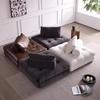 Sofá Minimalista Italiano de Cuero Genuino, Cuero Vacuno Flor Superior Moderno Simple Bloque Tofu Lawrence Sala de Estar Sofá Modular Cúbico