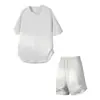 2026 Novo Estilo de Verão Masculino Waffle Gola Redonda Solto Manga Curta Conjunto Jovem Casual Esportivo Conjunto de Duas Peças para Homens