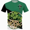 Chamarra de Manga Corta con Cuello Redondo 2025 Amazon Transfronterizo St. Día de San Patricio Comercio Exterior Nuevo Impresión Digital 3D Hombres