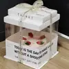 2025 Nueva Caja Transparente para Pastel de Cumpleaños Caja de Empaque 6 Seis Ocho 10 10 pulgadas Caja Elevada para Hornear Mismo Estilo que en Xiaohongshu