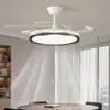 Luz de ventilador de techo para comedor de lujo ligero estilo italiano Digiya, ventilador inteligente invisible estilo retro crema para dormitorio estudio
