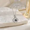 Colar de Coração com Projeção de Diamante Completo Transfronteiriço Pingente de Cobre Vazado Joia Personalizada com Foto em 100 Idiomas