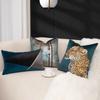 Entrada Lujo Estilo Americano Almohada Bordada de Leopardo Sala de Estar Sofá Cojín de Felpa Bronceado Cojín Lumbar Villa Hotel Mesita de Noche Cojín Cuadrado