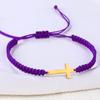 Pulsera tejida roja hecha a mano popular de Amazon para hombres y mujeres, pulsera de pareja con cruz de acero inoxidable transfronteriza europea y americana