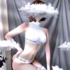 Guanyun - Traje de baño sexy de seda helada, conjunto de dos piezas, ropa interior ajustada de una pieza, uniforme de agua muerta, tentación transparente