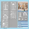 Decoraciones Blancas de Navidad Pegatinas Electrostáticas para Puertas de Vidrio Ventanas Edificio de Casa Luces de Árbol Arreglo de Bolas Atmósfera