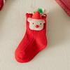Meias de Natal para crianças, meias de outono e inverno para meninas, meias vermelhas de desenho animado, meias fofas de bebê, meias de ano novo para meninas, meias de princesa