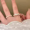 Anillo de Cuentas de Perlas de Lazo para Mujer Estilo Coreano Ins Diseño Nicho Anillo de Dedo Lujo Ligero Sensación de Alta Gama Anillo Apilable