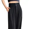Pantalones casuales de pierna ancha a la moda, nuevos de verano de cintura alta, diseño fluido de pierna recta, adecuados para figuras tipo pera, creando un efecto adelgazante
