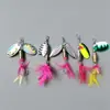 Set de 5 señuelos giratorios con anzuelos de pluma, señuelos de metal, señuelos de pesca, caja de almacenamiento portátil