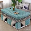 Cubierta para estufa eléctrica, cubierta para fuego de horno, cubierta rectangular de terciopelo engrosado para mesa de centro, funda para edredón de calefactor eléctrico, mantel de algodón con falda, estilo europeo, mantel de invierno para calefacción