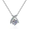 Collar cruz de diamantes de colores de moda transfronterizo cadena para clavícula de plata de ley S925 moissanita piedra preciosa de colores joyería de comercio exterior en stock venta al por mayor