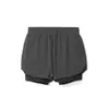 Pantalones cortos de running para hombre, doble capa, estilo dos piezas falsas, deportivos, fitness, transpirables, entrenamiento de baloncesto, pantalones de jogging americanos