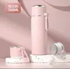 Varios tipos de botellas de agua portátiles de acero inoxidable de gran capacidad, termos convenientes para viajes al aire libre para estudiantes, pequeños regalos