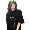 Camiseta de Algodón Puro Estilo Coreano de Verano Holgada para Estudiante de Manga Media para Mujer Tendencia Versátil Ropa Interior Top Holgado de Manga Corta