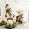Decoraciones de Mesa Navideñas de Espuma Transfronterizas con Hojas Verdes, Piñas, Madera Natural, Figuras de Renos, Muñecos de Nieve y Decoraciones de Escena