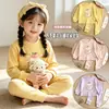Conjunto de Ropa Interior Térmica De Rong para Bebé: Estampado de Dibujos Animados Lindo, Cálido, Absorbe la Humedad, Transpirable, Conjunto de Dos Piezas Otoñal para Niños