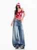 Jeans Retro Americanos de Pierna Ancha para Mujer, Estilo Nuevo, Adelgazantes, Diseño Holgado, Pierna Recta, Largo Hasta el Suelo, Versátiles y Cómodos