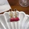 Pendientes Originales de Perla y Flor para Mujer, Pendientes Largos de Flor con Lazo Estilo Retro, Joyería para Orejas Súper de Hada