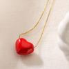 Collar con colgante de amor rojo con gotas de aceite, estilo transfronterizo, estilo retro, estilo INS, para mujer