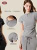 Sé Ropa de Mujer 2025 Verano Marca Americana de Moda Camiseta Redonda Adelgazante Y2K Chica Caliente Hombro Normal Lavada Manga Corta Top para Mujer