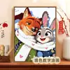 Zootopia Pintura al Óleo Digital DIY Colorear Personaje de Película Animada Judy Nick Pintura Decorativa Acrílica Hecha a Mano