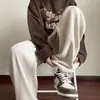 Calça casual retrô americana masculina estilo outono e inverno, além de calças esportivas de veludo damasco, calças largas e de perna larga da marca da moda