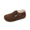 Versão em Couro com Aumento Interno de Altura de 3cm~Sapatos Birkenstock para Mulheres, Botas de Neve de Veludo com Sola Grossa para Outono e Inverno, Sapatos de Algodão de Uma Perna, Sapatos Birkenstock
