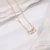 Collar de Cadena de Clavícula con Equilibrio de Diamantes Zirconia en Oro Rosa, Perlas Degradadas de Lujo Ligero con Sonrisa para Mujer, Accesorio Versátil de Nicho