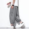 Pantalones Casuales a Cuadros Estilo Japonés 2025 para Hombre, Estilo Chino de Verano, Pantalones Recortados de Talla Grande, Pantalones Linterna Sueltos de Pierna Ancha para Hombre