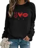 Comercio exterior europeo y americano paz amor besos tijeras mano amor suéter de cuello redondo estampado abrigo de mujer abrigo