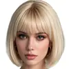 Peluca Transfronteriza Europea y Americana Natural para Mujer Cabello Corto Lacio Bob Flequillo al Aire Peluca Completa Esponjosa Cobertura Completa para la Cabeza