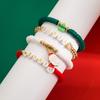 B2899 Joias Transfronteiriças Europeias e Americanas Conjunto de Pulseira de Contas de Argila Macia de Natal Pulseira de Presente de Feriado para Mulheres Pulseira Versátil