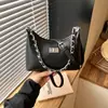 Bolsa de ombro feminina de cor sólida simples, design de nicho coreano, bolsa de ombro transversal casual para o dia a dia