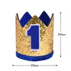Chapéu de aniversário de coroa com glitter dourado decoração de primeiro aniversário de bebê chapéu criativo para festa infantil acessório para foto de 1 ano
