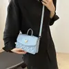 Bolsa Feminina Estilo Francês Linha Borboleta para o Dia a Dia 2024 Simples Verão Novo Estilo Ombro Único Transversal de Mão Pequena Quadrada