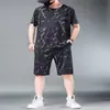 Traje de Hielo de Seda de Gran Tamaño para Hombre de Comercio Exterior, Traje de Shorts de Manga Corta, Traje Deportivo y de Ocio de Verano para Hombre de Tallas Grandes