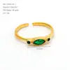 Anel de Diamante Vintage Corte Marquise Transfronteiriço, Anel de Zircônia de Moda de Luxo de Nicho, Joia Única e Estilosa Galvanizada a Ouro 18K