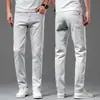 Ropa de hombre de moda / Pantalones vaqueros de algodón blanco de alta gama en estilo "old money", nueva colección primavera/otoño, de pierna recta, largos elásticos