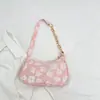 Bolsa Feminina de Ombro Único Floral Fresca Estilo Ins Primavera Verão Moda Bordado Corrente Bolsa de Mão de Qualidade para o Dia a Dia