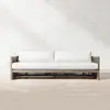 Sofá de Exterior Teak Ratán Cuerda Trenzada Muebles Terraza Exterior Impermeable Protector Solar Ocio Silla de Ratán Combinación de Sofá