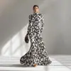 2026 Moda Transfronteriza Europea y Americana Primavera y Otoño Vestido Largo Plisado Estampado de Manga Larga Estilo Ins Vestido de Gala Elegante