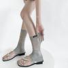 Meias de Tecido Miu para Pés Meia-Calça de Verão Finas Respiráveis Estilo Ballet Tubo Curto Costura Metade da Perna Coberturas